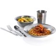thumbnail image 3 of Wealers Unique Complete Messware Kit Polished Stainless Steel Dishes Set| Tableware| Dinnerware| Camping| Buffet| Includes - Cups | Plates| Bowls| Cutlery| Comes in Mesh Bags (4 Person Set), 3 of 3