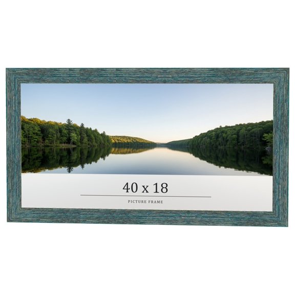 40x18 Frame Blue Rustic Barnwood Solid Wood Picture Frame Width 1.25 Inches | Interior Depth 0.5