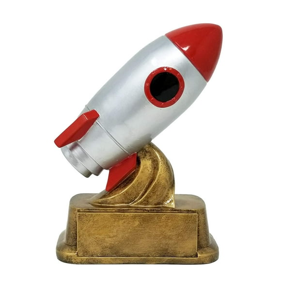 Decade Awards Rocket Ship Trophy - 6 Inch Tall | Vintage Spaceship Award | Celebrate Out of This World Achievements for Outstanding Performance, Mentors, and Visionaries - Engraved Plate on Request