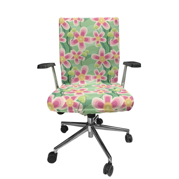 Ambesonne Flora Office Chair Cover Stretchable High Back, Pastel Large Flower Petals, Multicolor