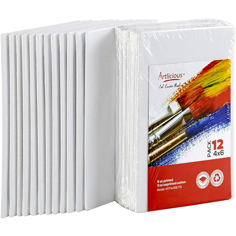 Artlicious Canvases for Painting - Pack of 24, 4 x 4 inch Blank White Canvas Boards - 100% Cotton Art Panels for Oil, Acrylic & Watercolor Paint