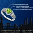 thumbnail image 2 of Gem Stone King 925 Sterling Silver Green Peridot and White Moissanite Halo Ring for Women | 0.95 Cttw | Heart Shape 6MM | Gemstone August Birthstone | Size 9, 2 of 6