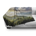 thumbnail image 3 of Nature Soft Flannel Fleece Throw Blanket, Rising Sun Clouds over Forest Hill Woodland Idyllic Countryside View, Cozy Plush for Indoor and Outdoor Use, 70" x 90", Olive Green Blue Yellow, by Ambesonne, 3 of 6