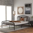 thumbnail image 2 of Full Size Bed Frame, Metal Platform Bed with Vintage Curved Headboard and Footboard, Victorian Style Mattress Foundation, Solid Sturdy Steel Slat Support, No Box Spring Needed, Black, 2 of 7