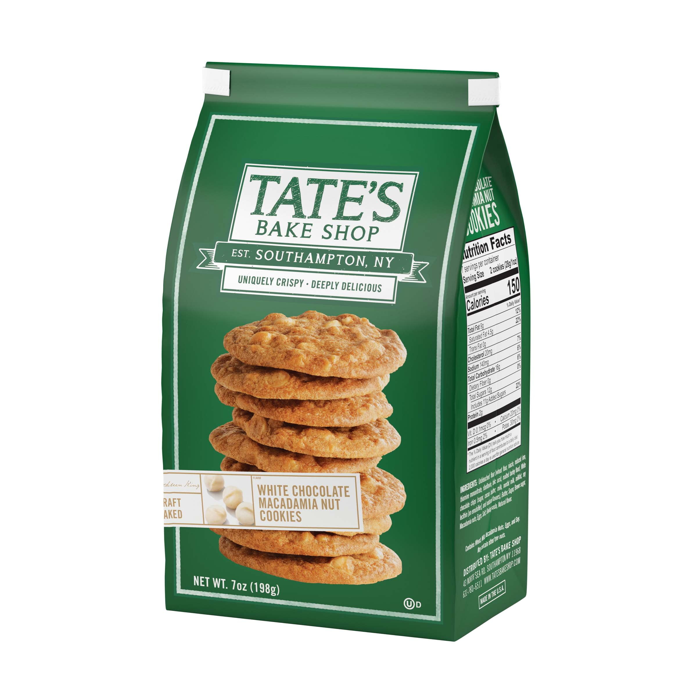 (3 pack) Tate's Bake Shop White Chocolate Macadamia Nut Cookies, 7 oz