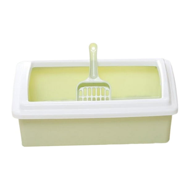 Bandeja de arena para gatos, orinal, inodoro para mascotas, caja de arena, contenedor, orinal con parte superior abierta para gatos Verde