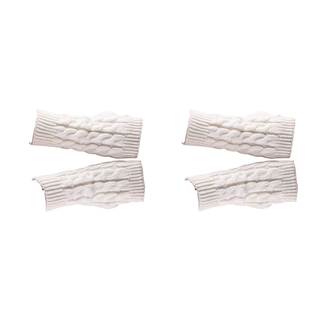 ZLight 1 Pair Fingerless Mittens Fashionable Simple Knitting Craft Clothes Accessory for Decoration Keeping-warm Wear White 2Set