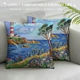 thumbnail image 3 of GOSMITH Beach Lighthouse Oil Painting Throw Pillow Covers Pillow Cases Square Decorative Pillow Covers Soft Cushion Covers for Couch Sofa Bed Home Farmhouse Living Room Decoration Pillowcases, 3 of 5