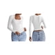thumbnail image 3 of Camisetas de Larga para Mujer, Blusas de Cuello Cuadrado, Blusas de Punto Acanalado para Adolescentes, Blusas , Ropa de Moda de Otoño M, 3 of 7