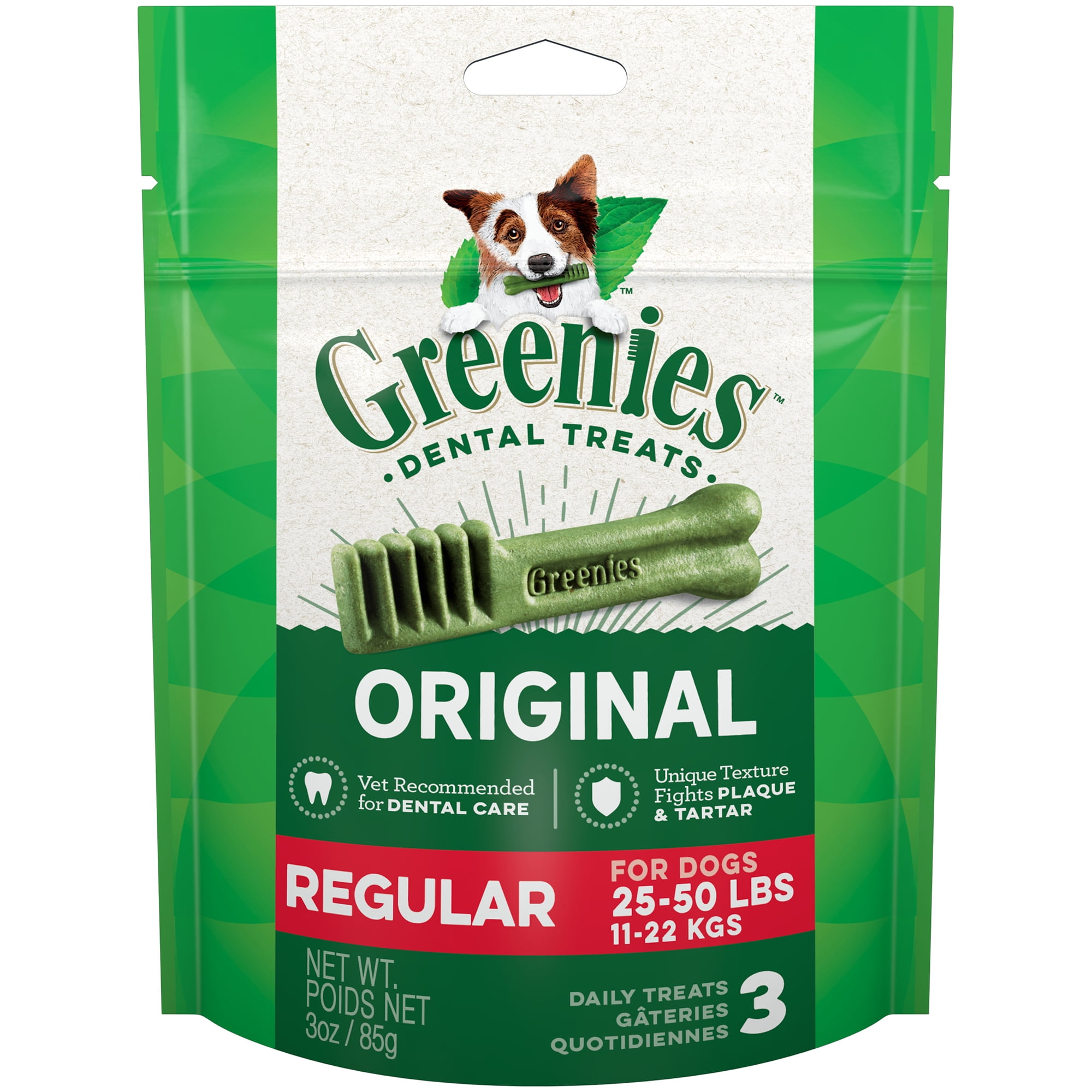 Greenies Original Regular Natural Dental Dog Treats, 3 oz