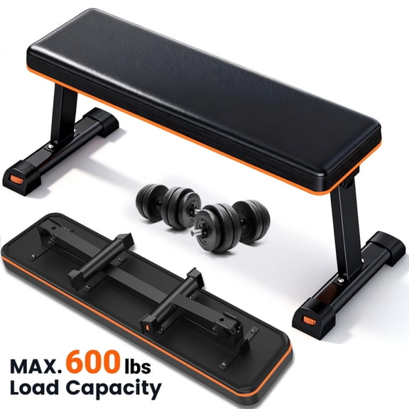 Weight Bench,Blacksmith Foldable Flat Bench with 600lb Capacity for AB and Full Body Exercises,Workout Bench for Home GYM
