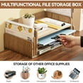 thumbnail image 2 of 5 Trays - Desktop Document Letter Tray for Folders, Mail,File -3-Tier Office Mail Sorter Organizer Rack/Telephone Stand/Document Holder Dark Brown, 2 of 6