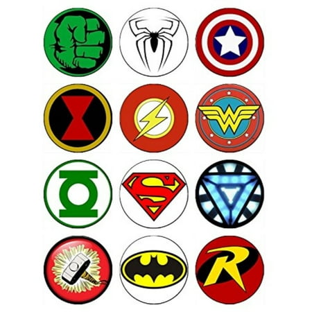 12 EDIBLE Superhero Cupcake Toppers, superheroes, super hero, spiderman cupcake toppers, batman cupcake toppers, hulk cupcake