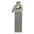thumbnail image 1 of LuxenHome Gray Resin Modern Sculpture Pedestal Outdoor Fountain with LED Light, 1 of 14