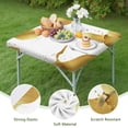 thumbnail image 4 of White Gold Splash Pattern Square Fitted Tablecloth with Elastic Edge,Square Table Cover,Washable Elastic Table Cover for Home Kitchen Party Decor 34"x34", 4 of 6