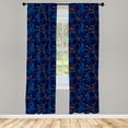 thumbnail image 3 of Ambesonne Fish Curtains, Oriental Sacered Carp Koi, Pair of 28"x84", Royal Blue Aqua Orange, 3 of 5