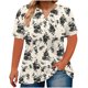 thumbnail image 1 of Mujeres Tops Casual V-Cuello Impreso Oversized Mangas Cortas Camiseta Top, Poliéster Verano Primavera, 1 of 6