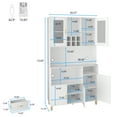 thumbnail image 6 of PAKASEPT Kitchen Pantry Storage Cabinet, Modern Freestanding Pantry Cabinet with Tempered Glass Doors, 5 Storage Cabinet & Grid Wine Racks & Microwave Space & Drawer for for Living Room, Kitchen, 6 of 7