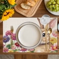 thumbnail image 4 of Easter Bunny Placemats Set of 4, Spring Colorful Daisy Flowers Rabbit Vintage Placemats for Dining Table, Place Mats for Kitchen Tabletop, Waterproof Wipeable Dining Table Mats Set, 4 of 9