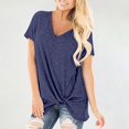 thumbnail image 2 of Lixiuxyad Outfits for Women Women's V Neck Knot Short Sleeve T Shirt, 2 of 5