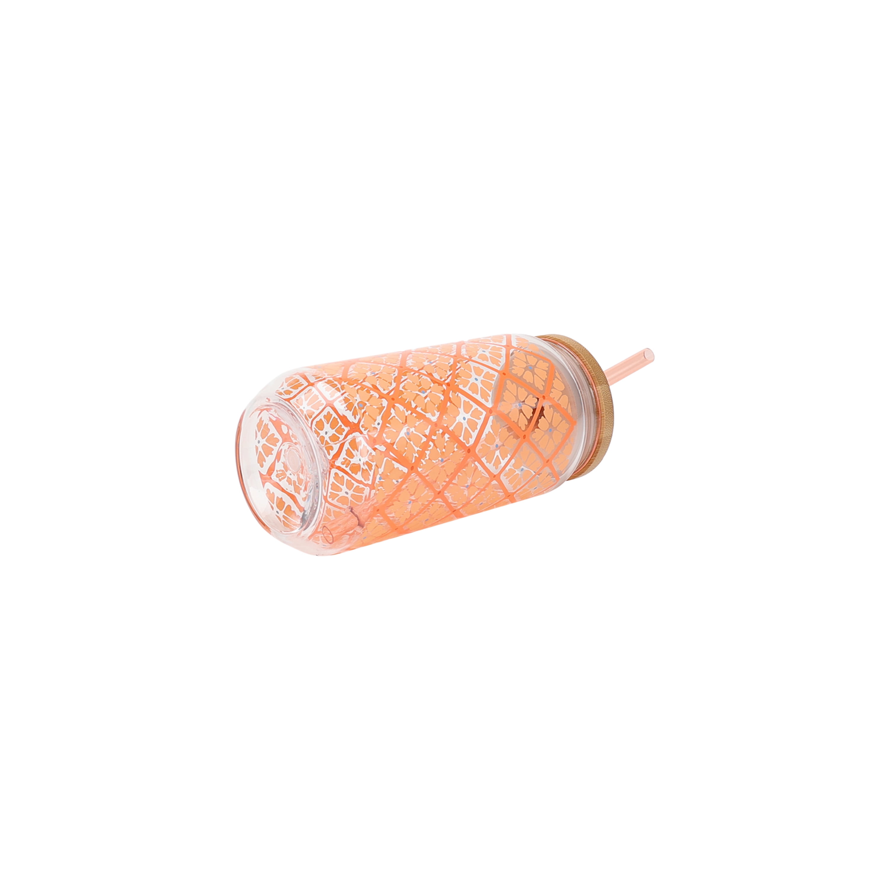 Mainstays by Becky G. & Alejandra 20-Ounce Acrylic Can Shape Tumbler, Orange Tile Pattern