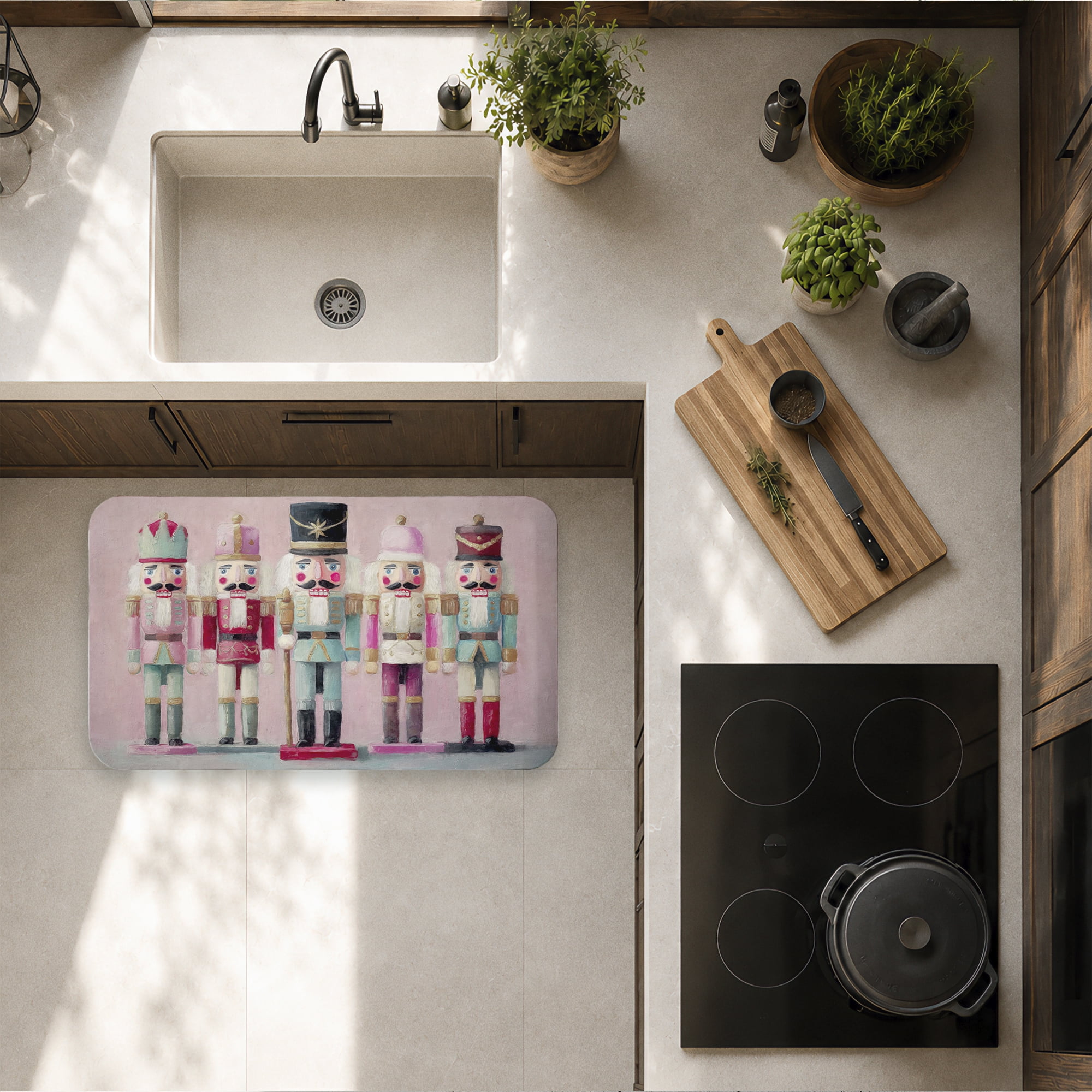 Stupell Industries Classic Nutcrackers on Pink Printed Anti-Fatigue Floor Mat, design by Nina Blue
