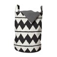 thumbnail image 1 of Abstract Laundry Bag, Geometrical Retro Grunge Zigzags and Lines Pattern Breeze, Hamper Basket with Handles Drawstring Closure for Laundromats, 13" x 19", Eggshell Chestnut Brown, by Ambesonne, 1 of 4