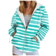 thumbnail image 2 of larppty Women's Striped Full Zip Hoodies Oversized Sweatshirts Long Sleeve Trendy Fall Fashion Hoodies Jacket Tops with Pocket (Mint Green, 3XL), 2 of 9