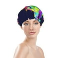 thumbnail image 3 of Kll Howling Wolf Pattern Shower Cap & Bath Cap For Women,Reversible Oversized Waterproof Shower Caps For All Hair Lengths,Elastic Reusable Bathing Hair Cap, 3 of 9