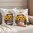thumbnail image 2 of Farm Sunflowers Pillow Covers 2 Pack Summer Floral USA Red Truck Wood Grain Vintage Pillowcase Waterproof Outdoor Throw Pillow Cover for Patio Garden Square Cushion 24”x24”, 2 of 9