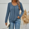 thumbnail image 4 of SUNBS Blouses for Women Dressy Casual Crewneck Womens Tops Pleated Long Sleeve Shirts for Women Blouses, 4 of 7