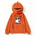 thumbnail image 4 of AHMOMEI Halloween 3D Pumpkin Hoodies Zip Up Face Cover Fluffy Unisex Ghost Sweatshirt with 3D Hood & Kangaroo Pocket Funny Orange Hoodie for Halloween Party Daily Wear L, 4 of 7