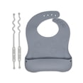 thumbnail image 2 of Busy Baby Silicone Toddler and Baby Bib with Food Catcher, Utensils and Utensil Straps, Unisex, Pewter, 2 of 8