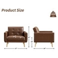 thumbnail image 4 of Bonzy Home Tufted Accent Armchair — PU Faux Leather Upholstered Mid-Century Modern Club Chair with Solid Wood Legs, Comfy Lounge Chairs for Living Room Bedroom Study, Brown, 4 of 5