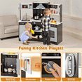 thumbnail image 3 of Redsmile Play Kitchen,Wooden Kids Kitchen Playset with Realistic Lights and Sounds,Pretend Play Toy Kitchen with Range Hood and Dual Stoves,Gift for Girls Boys Ages 3-10,Brown, 3 of 8