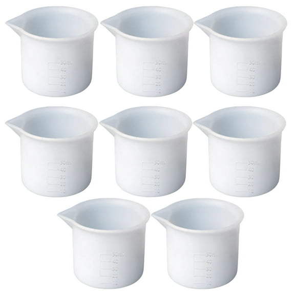 8 Pcs Bowls 50ml Silicone Measuring Cup Measuring Cups 6.6X6CM White