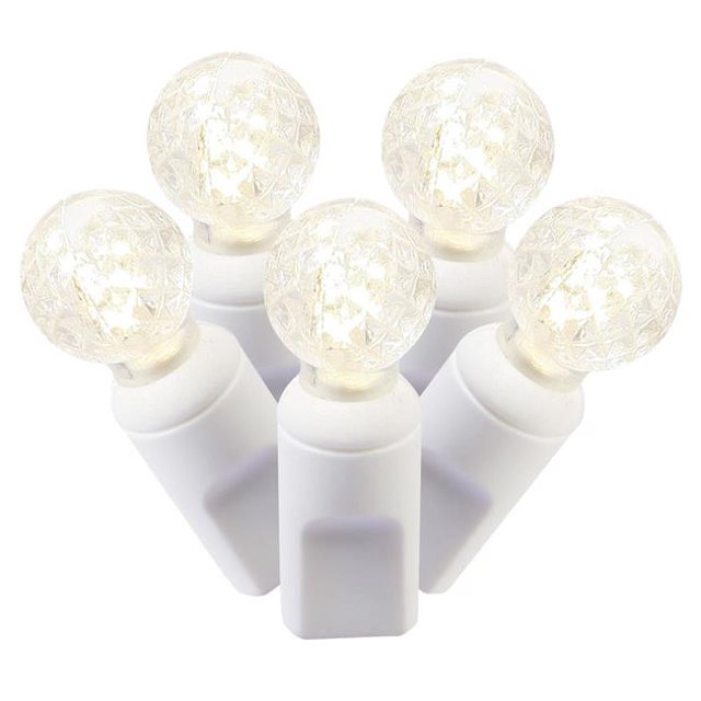 LED White Wire G12 End Connecting 25 ft. Long Light Set with Warm White Lights in Poly Bag
