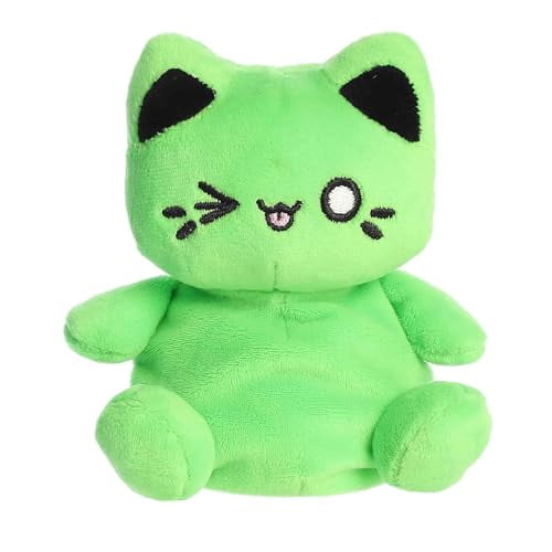 Aurora® Enchanting Tasty Peach® Meowchi Palm Pals™ Stuffed Animal - Bright & Colorful Design for Room Decor - Perfect for Adults, Kids, and Birthdays - Toxic Green 5 Inches