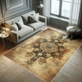 thumbnail image 5 of Ambesonne Abstract Decorative Rug Carpet, Earth Tone Futurist Cubes, 2' 5" x 5', Dark Mustard Peach, 5 of 5