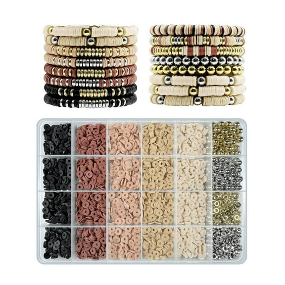 3200Pcs Bracelet Making Kit,Clay Beads Bracelet Kit with Gold and Sliver Beads