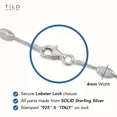 thumbnail image 3 of Tilo Jewelry Solid 925 Sterling Silver Diamond-Cut Oval-Shaped Beaded Station Chain Necklace with Secure Lobster Lock | 20 Inch | Everyday Necklace for Women, Men, Unisex, 3 of 12