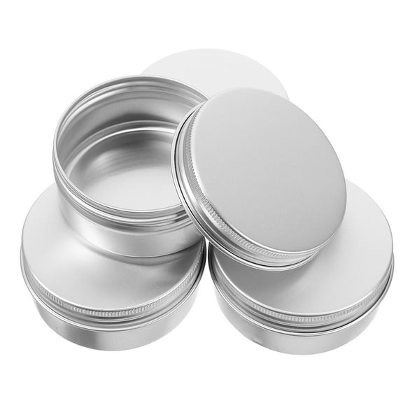 ETHZZLE Set of 4 Round Aluminum Cream Containers with Leak-Proof Lids, Refillable Metal Tins for Cosmetics and Travel