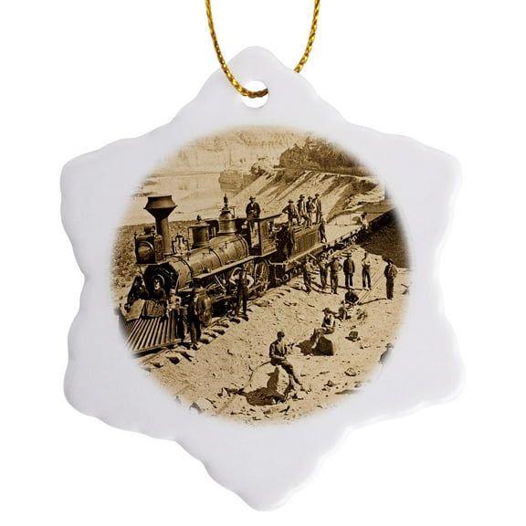 3dRose, Scenes from the Union Pacific Railroad , 3 inch Snowflake Porcelain Ornament