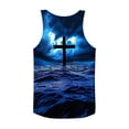 thumbnail image 6 of Gamivast Workout Shirts Cross Waves Print Mens Sleeveless Shirts Crew Neck Gym Shirts Breathable Lightweight Quick Dry Religious Summer Beach, 6 of 6