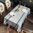 thumbnail image 2 of Blue Geometric Striped Pattern Rectangle Tablecloth 60"x120",Waterproof Polyester Rectangle Table Cloth, Wipeable Spillproof Polyester Tablecloth for Dining, Camping, Indoor and Outdoor, 2 of 6
