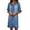 Blue, variant on Women Summer Dress Casual Ruffle Denim Shirt Dress Flowy Midi Length Belted Style With Collared Neckline Dress