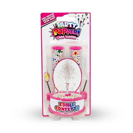 Best Party Ever Party Popper Cake Topper Pink, 2 Pack, 0.75 Inches Wide