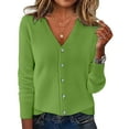 thumbnail image 5 of Cardigan Sweater for Women Long Sleeve Knit V-Neck Button Up Lightweight Sweaters for Women Open Front Light Green Cardigan Fashion Clothing, 5 of 5