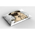 thumbnail image 2 of Ambesonne Pug Pillow Sham 2 Pack, Pet Puppy with Wings and Hare, 30"x20", Orange Beige and Brown, 2 of 3