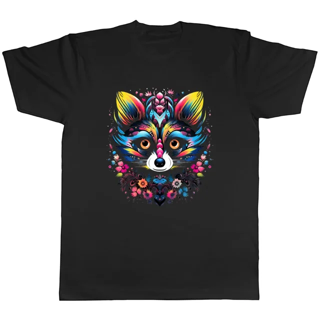 Hipster Racoon Psychedelic Funky Mandala Animal Lover Graphic Design Print Unisex T-Shirt ,up to size 5XL